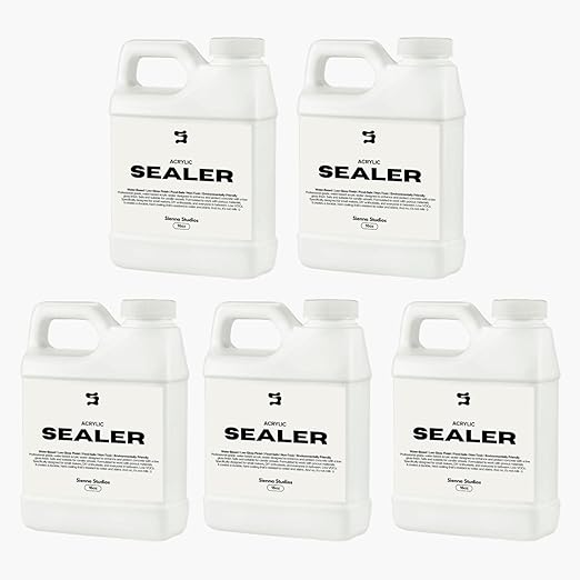 Acrylic Sealer for Concrete & Cement Crafts – Low Gloss, Non-Toxic, Water Resistant, Food Safe – Compatible with Jesmonite – 16 oz (80oz)