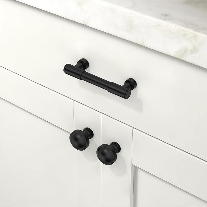 10 Pack Matte Black Cabinet Pulls 3 Inch(76mm) Kitchen Cabinet Handles Cabinet Hardware for Drawer Pulls