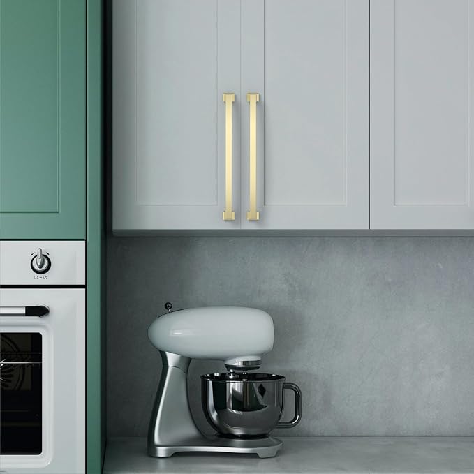 Asidrama 10 Pack 10 Inch(254mm) Brushed Brass Kitchen Cabinet Handles, Cabinet Pulls Kitchen Cabinet Hardware for Cupboard Drawer Pulls