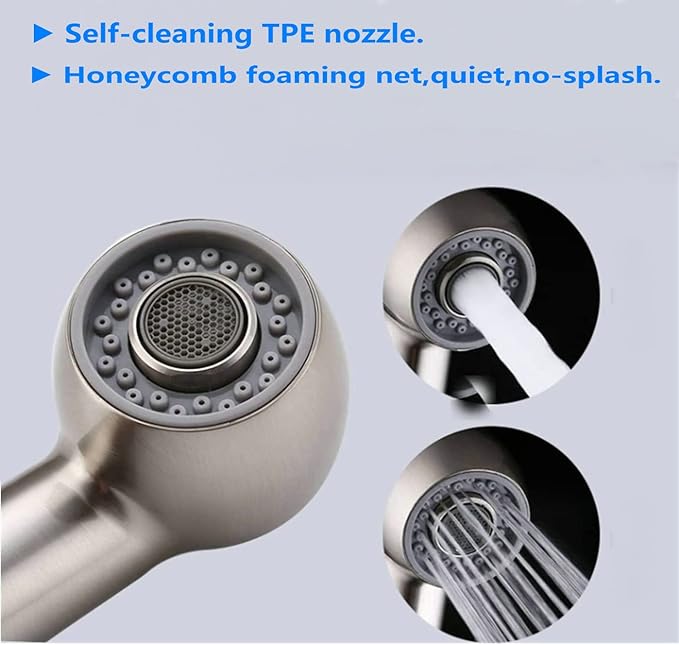 kitchen faucet head replacement,G1/2 or 13/16inch Pull Out Sprayer Head for Kitchen Sink 2-Function Faucet Spray Head Replacement parts Brushed Nickel