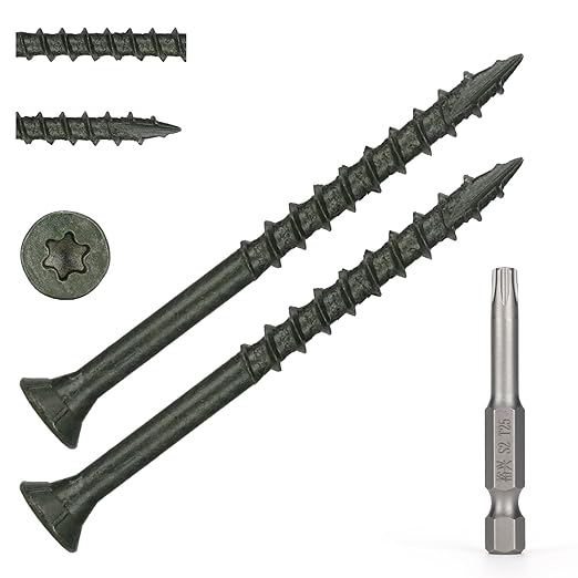 Wood Screws #10 x 2-1/2’’, T25 Star Torx Drive Flat Head Deck Screws, Green, 79Pcs (1lb)