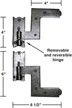 Renovators Supply Manufacturing - Heavy-Duty Black Wrought Iron Shutter Lift Off Pintle Hinges Colonial Pin Reversible for Doors, Window and Shutters with Hardware 6 1/2 Inches, Pack of 2 Pairs