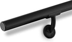 Meranti Aluminum Handrail for Indoor or Outdoor Steps and Stairs – Hand Rails for Elderly – DIY Complete Stair Railing Kit (AHR, Black Textured, 8' Length)