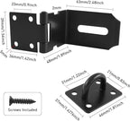 HOWDIA 4 Inch Door Hasp Latch 90 Degree, Stainless Steel Safety Right Angle Padlock Hasp Locking Latch Security Door Clasp Hasp Lock Latch for Push/Sliding/Barn Door, 2mm Thick, Brushed Black
