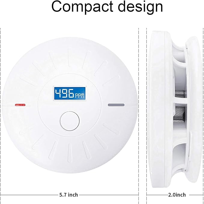3 Pack 10 Year Battery Operated Smoke Detector and Carbon Monoxide Detector, Travel Portable Photoelectric Fire Co Alarm for Home, Kitchen