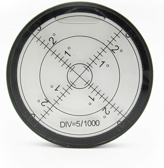 Levels High Precision Round Bullseye Bubble Aluminium Case Bullseye Spirit Bubble Surface Level Round Inclinometers for Surveying Instruments and Tribrachs, Ø60mm,Accuracy 15'/2