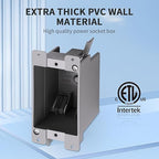 100 PK Old Work Electrical Outlet Box 1 Gang, 14 Cubic Inch Plastic Remodel Drywall Junction Boxes, ETL Listed to UL514C and UL263, Fire Rated for Two Hours