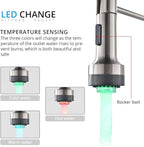 AIMADI Modern Kitchen Faucet Pull Down Sprayer,Stainless Steel Single Handle Kitchen Sink Faucet with LED Light,Brushed Nickel