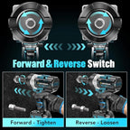 1/2" Cordless Impact Wrench, 1500N.m (1106Ft-lbs) Brushless Impact Gun, 2x4.0Ah Batteries, Max 4200RPM with Reverse Auto-Stop & LED Light for Car Truck Lug Nuts, Auto Repair, Industrial & DIY