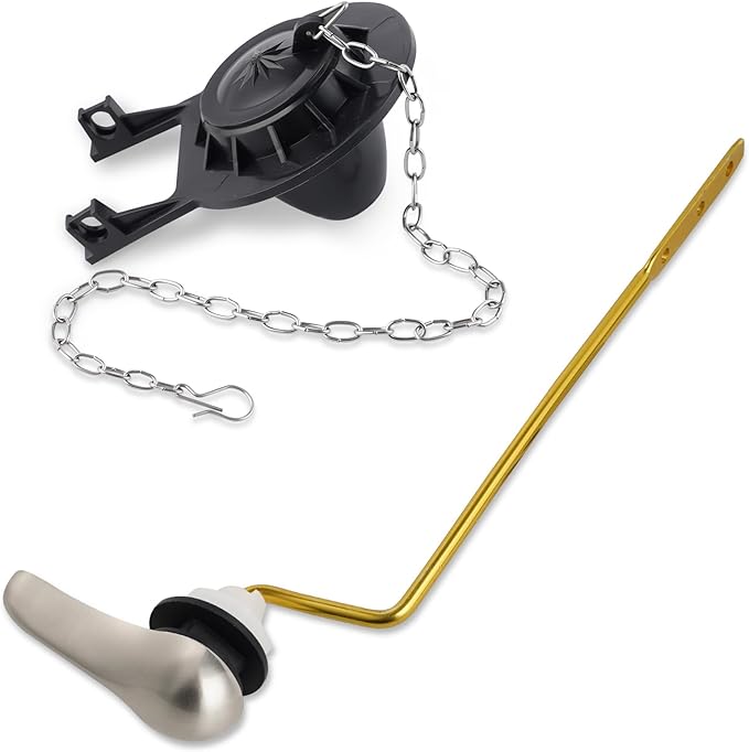 Universal Toilet Handle Replacement Kit Side Mount with 2-Inch Rubber Toilet Flapper, Toilet Tank Parts Compatible with Kohler, American Standard, TOTO, Mansfield, Angle Mount-Brushed Nickel