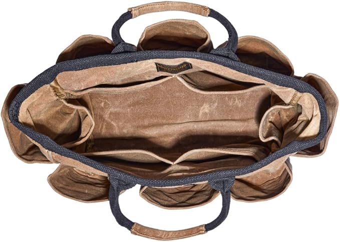 Readywares 14" Waxed Canvas Supply Bag/Garden Tool Tote/Cleaning Organizer/Mobile Bar/Versatile Storage Tote With Pockets/Utility Bag with Heavy Duty Handles