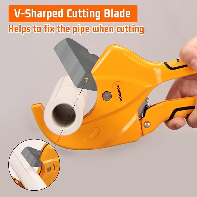 DOMINOX PVC Pipe Cutter, Cuts up to 2-1/2", Professional Cutting PEX, PVC, and PPR Pipe, Etc, Stainless Steel Blade and Aluminum Alloy Body, One-hand Rapid Cutting Tool for the Pipe
