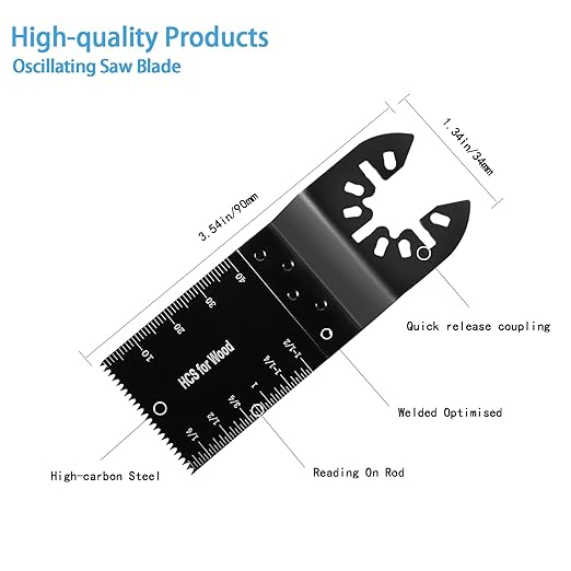 55 PCS Oscillating Saw Blades Quick Release Universal oscillating Tool Blades Wood Plastics and Metal Multitool Blade Kits for Wood fit Dewalt Rockwell Milwaukee Makita Ryobi