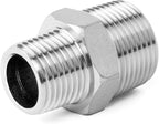 ChillWaves 304 Stainless Steel Pipe Fitting, Reducer Hex Nipple 1/2" NPT Male x 1/4" NPT Male Thread Adapter(3-PACK)