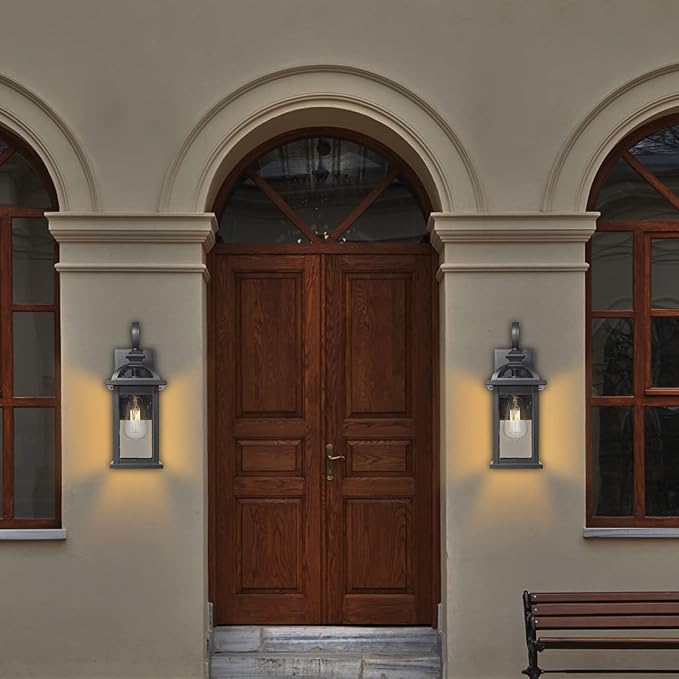 Darkaway Outdoor Lights Fixtures Wall Mount, Outdoor Wall Sconce with Seeded Glass Waterproof Outside Exterior Lighting Fixture for House, Front Porch, Patio (1 Pack)