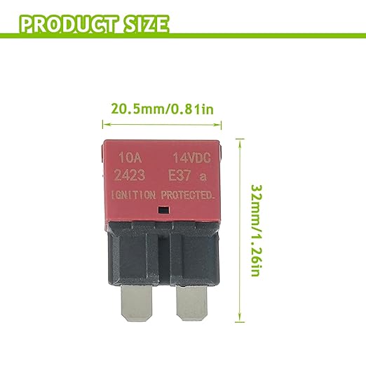 10A DC 12V-14V Auto Reset Circuit Breaker ATC/ATO Low Profile T1 Mini Blade Fuses Breakers for Car Trucks Marine Boat RV Solar and More,2 Pack
