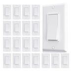 AIDA 3 Way Decorative Light Switch, 15Amp, 120/277 Volt, AC Decorator Rocker Paddle Wall Switch Replacement, UL Listed - Residential and Commercial Grade (20 Pack,Glossy White)