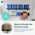 StoreYourBoard 2-Pack Heavy Duty Wall Shelves 1ft x 4ft – Wall-Mounted Garage Storage Shelving and Organization for Sheds, Closets, or Utility Rooms – Holds 200 lbs - Black