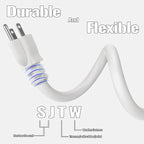 25 Ft Outdoor Extension Cord - 12/3 SJTW Heavy Duty White Extension Cable with 3 Prong Grounded Plug - Power Cord for Lawn, Garden, Appliances