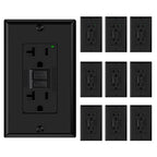 ELEGRP GFCI Outlet 20 Amp, Self-Test GFI Electrical Outlet with Narrow Design, GFCI Receptacle with LED Indicator, UL Listed, Black, Wall Plate Included, 10 Pack