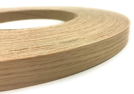 Edge Supply White Oak 3/4 inch X 50 ft Wood Veneer Edgebanding Preglued Roll - Flexible Wood Tape, Easy Application Iron On with Hot Melt Adhesive. Smooth Sanded Finish. Made in USA