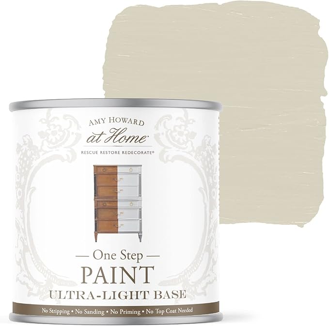 AMY HOWARD AT HOME Chalk-Based One Step Paint for Furniture, Cabinetry, Decor, Finish, and More | No Stripping, Sanding, or Priming | Ultra-Light Base | 16 Ounce | Almond Daze