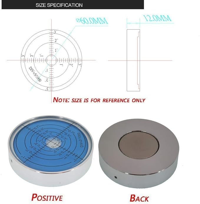 Aluminum alloy high precision horizontal bubble universal high precision small level bubble level meter circular bubble correction Convenient and quick (Silver-blue - with magnetic-luminous)