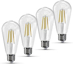 Jensense Edison LED Light Bulbs E26 Bulb 60 watt Equivalent Dimmable Light Bulbs 4000K Natural White Vintage 7W Edison Bulbs 110V 120V 800 Lumen CRI90, 4 Pack