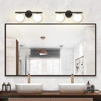 New Bathroom 2 Vanity Light Fixtures Brushed Black Milk White Globe Glass Shade Modern Wall Bar Sconce Over Mirror