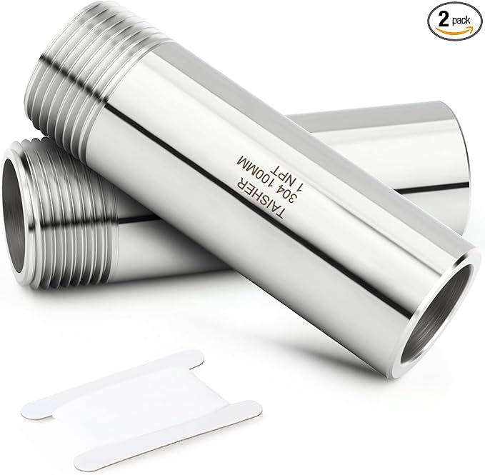 TAISHER 2PCS 304 Stainless Steel Pipe Fittings, 1" NPT Male Threaded, 4" Length Weld Nipple Cast Pipe
