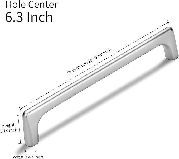 10 Pack 6.3 Inch(160mm) Hole Center Modern Polished Chrome Cabinet Pull Handle Timeless Vanity Drawer Pull Handle Classic Cabinet Hardware for Kitchen Dresser Bathroom, Screws Included, Chrome(6.3x10)