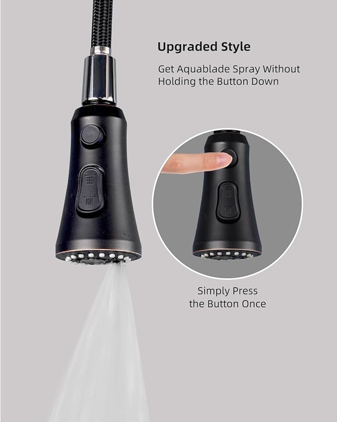 Hibbent Pull Down Kitchen Faucet Head Replacement, 3-Function NSF/ANSI/CAN 61 & CUPC Certified Sink Spray Nozzle, 15 Adapters, Compatible with Moen, Delta, Kohler Faucets, Oil-Rubbed Bronze