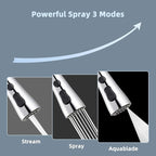 iFealClear Universal Metal Kitchen Faucet Head Replacement with 15 Adapters, 3-Mode Stainless Steel Pull Down Sink Faucet Sprayer Head Nozzle, Compatible with Moen, Delta, Pfister Faucets, Chrome