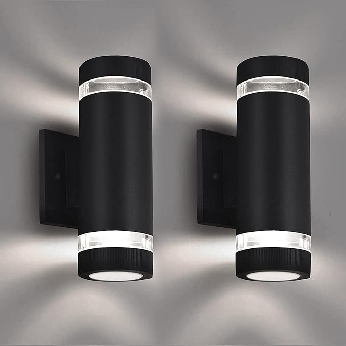 Outdoor Wall Sconce Lights,Dusk to Dawn Outdoor Exterior Lighting - ETL Listed,Modern Outside Patio Light Fixture Wall Mount Design - Up Down Light Fixture White 6000k for Front Door, Porch