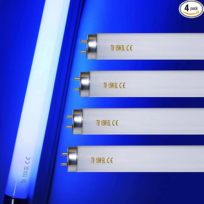 amgolibi 18 Inch 15 Watt U V/A Black Light Bulb F15T8/BL Replacement T8 BL Fluorescent Lamps for 30W Machine 350BL 365-nm Blue Light 4 Count