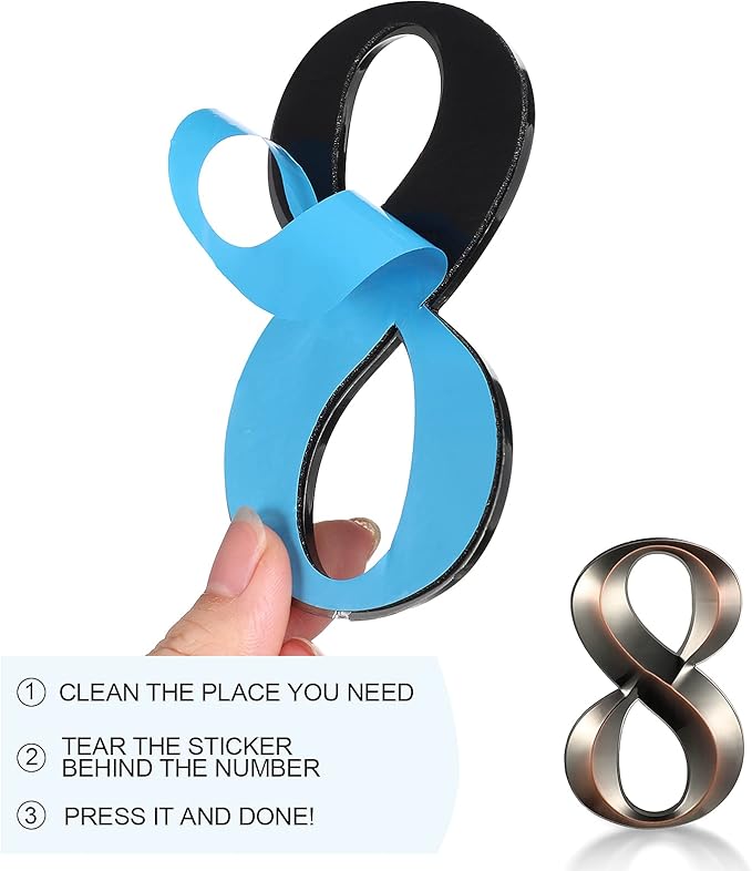 Jetec 10 Pcs House Numbers 3D Door Mailbox Numbers 0-9 Self Adhesive House Door Street Address Stickers for, Apartment, Office, Hotel Room, Mailbox Signs(4 x 2.5 Inches,Bronze)