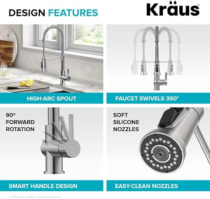 KRAUS Britt 2-in-1 Commercial Style Pull-Down Single Handle Water Filter Kitchen Faucet for Reverse Osmosis or Water Filtration System in Spot Free Stainless Steel, KFF-1691SFS