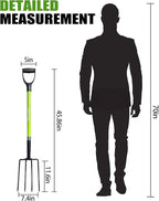 Garden Fork, 4-Tines Pitchforks,45-Inch Pitchfork for Gardening,Fiberglass Digging Fork Pole, D-Handle-(Green)