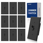 ELEGRP Digital Toggle Dimmer Switch for Dimmable LED, CFL and Incandescent Light Bulbs, Single Pole or 3-Way Toggle LED Dimmer Light Switch, Wall Plate Included, UL Listed, 10 Pack, Black