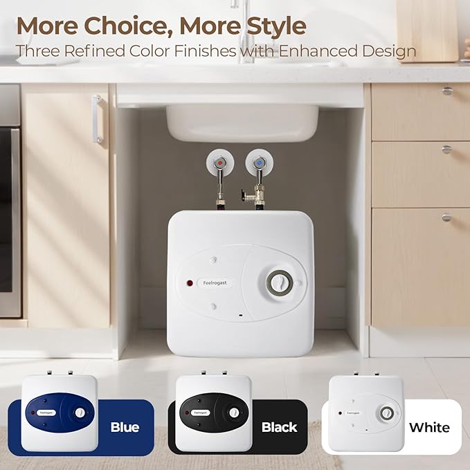 8 Gallon Electric Tank Water Heater, 120V 1500W Under Sink Instant Hot Tank Water Heater for RV, Camper, Kitchen, Food Truck, Wall or Floor Mounted, White