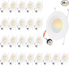 Energetic 24 Pack 5/6 Inch 5CCT Retrofit Recessed Ceiling Lighting, LED Can Lights, Dimmable Downlight, 12.5W, Equivalent 100W, 2700K/3000K/4000K/5000K/6500K Selectable, Damp Rated, Baffle Trim, ETL