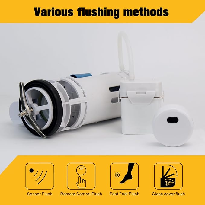 KERDE Touchless Toilet Flush Kit,Automatic Toilet Flusher,Dual Flush Valve Replacement Kit,Tank Accessories,Battery Powered,One-Piece Toilet Repair,2-inch Water Tank Accessories (12.in) 2L-29