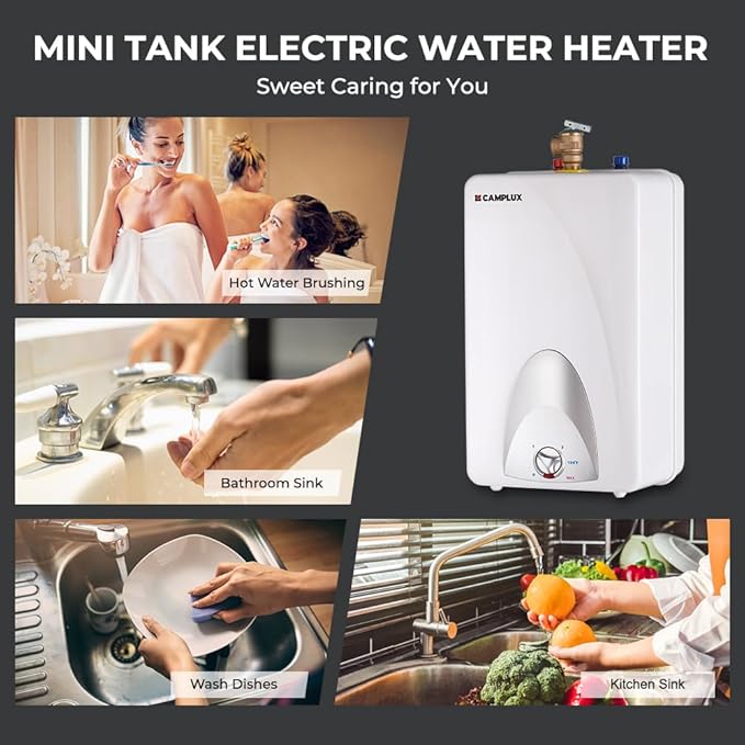 CAMPLUX Electric Mini-Tank Water Heater ME40 4.0 Gallons, Point of Use No Wait for Hot Water Under Kitchen Sink 120V 1440W, Wall or Floor Mounted, UL Listed