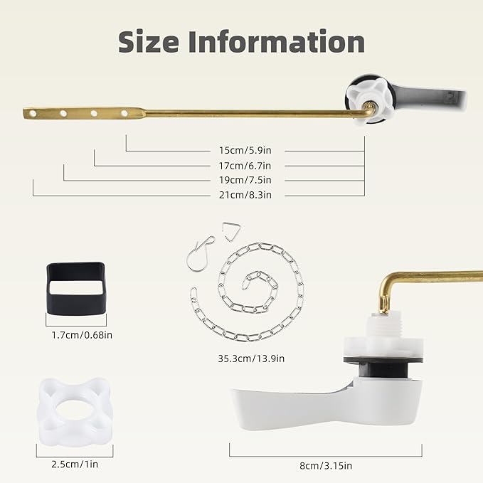 iFealClear Universal Metal Toilet Flush Handle Replacement, Front Mount Toilet Handle Replacement Compatible with Kohler, American Standard, TOTO, Mansfield, Solid Brass, White
