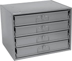 Global Industrial Durham Steel Compartment Box Rack with 4 Adjustable Divider Compartment Boxes, 20 x 15-3/4 x 15