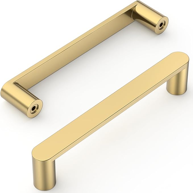 Amerdeco 10 Pack ZH0005BRG Champagne Bronze 5 Inch(128mm) Hole Centers Kitchen Cabinet Pulls Hardware Modern Kitchen Handles for Cabinets Cupboard Handles Drawer Pulls