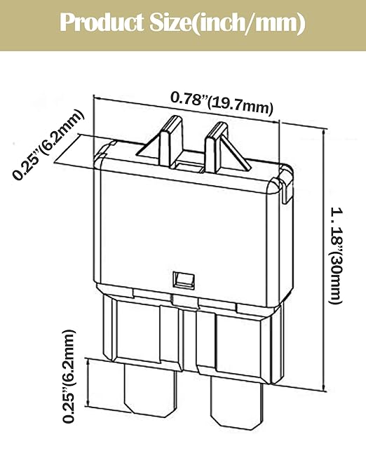 Standard Blade Car Fuse 5A Resettable Automotive Fuse ATC ATO Manual Reset Fuses Manual-Reset Blade Circuit Breaker for Boat Truck SUV Motorcycle 32VDC Fuses Assortment Kit