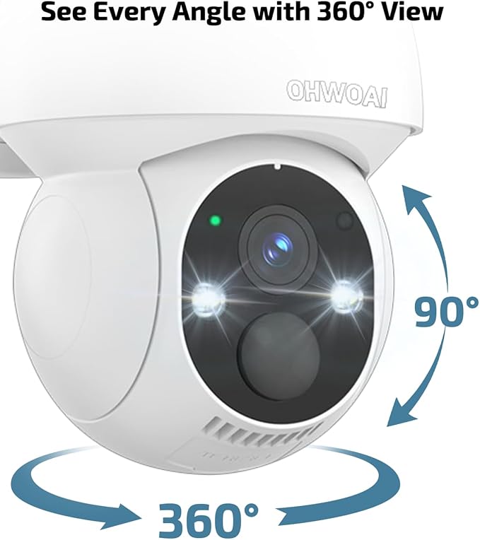 《100% Solar Powered & 2-Way Audio》Outdoor Wireless PTZ Camera System, 4MP Solar Powered Battery Cameras,Home Video Surveillance, Surveillance DVR Kits