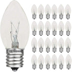 25 Pack C9 Clear Christmas Replacement Bulbs, C9 Christmas Light Bulb for String Lights, E17 Base - 7 Watts