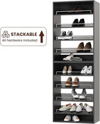 ROOMTEC 31.5" Shoe Shelf Short Tower Closet Unit, Modular Closet System with Shelf, Wardrobe Organizer for Bedroom or Walk-in Closet, Wall Mounted, Customizable Clothes Storage Unit, Black